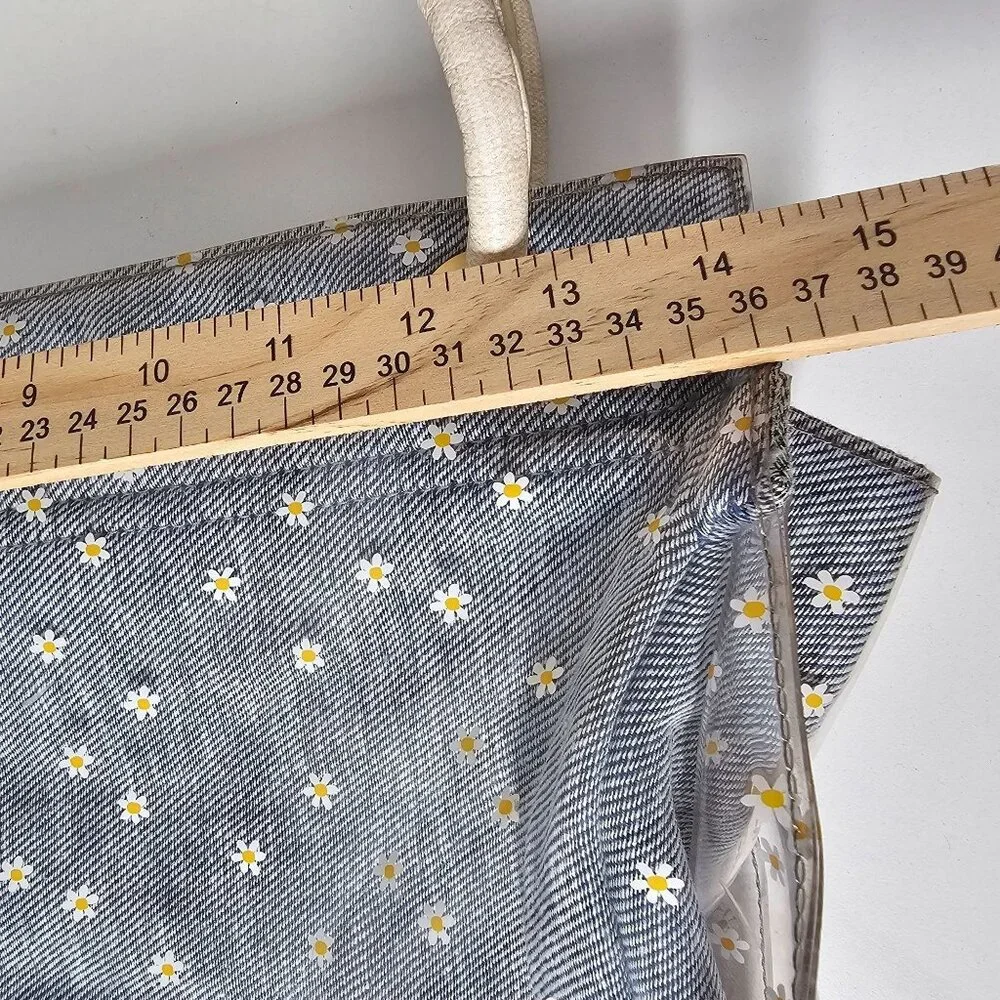 Hammitt Benjamin Daisy Print‎ Tote Bag Los Denim & Clear PVC Los Angeles